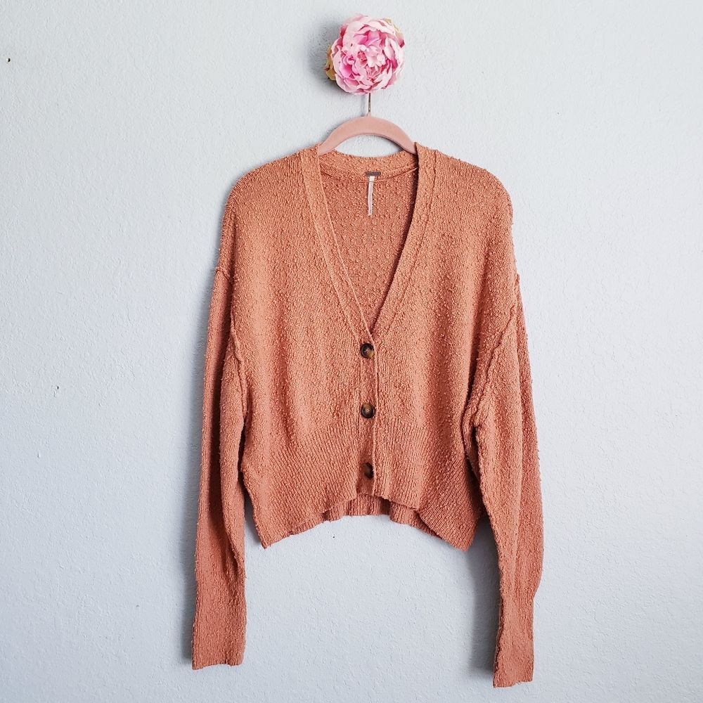 Free People Found My Friend Button Down Cardigan in Terracotta
